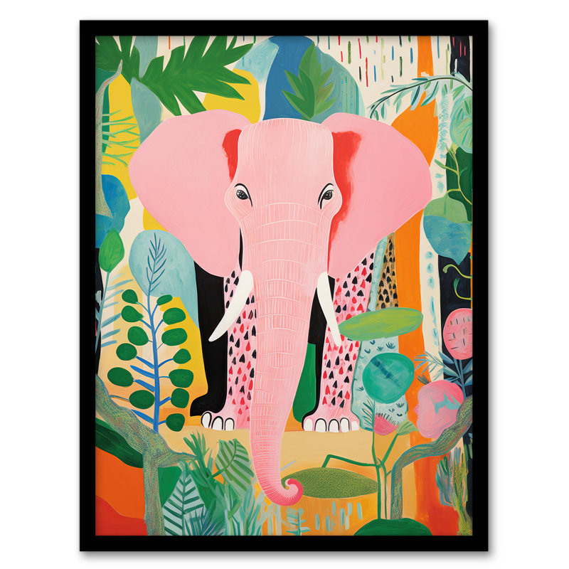 Pink Elephant Jungle - Single Picture Frame Print