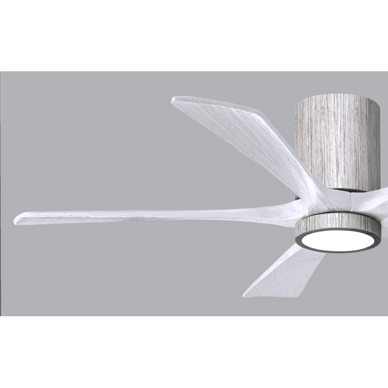 Irene Flushmount Light Kit 5 Blade LED Ceiling Fan, Barn Wood Tone, 52", Matte White