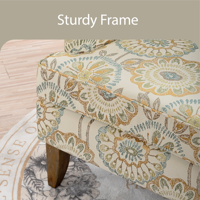 Fauteuil de 28,94 po de largeur, Mélange de polyester beige et jaune, Brun clair