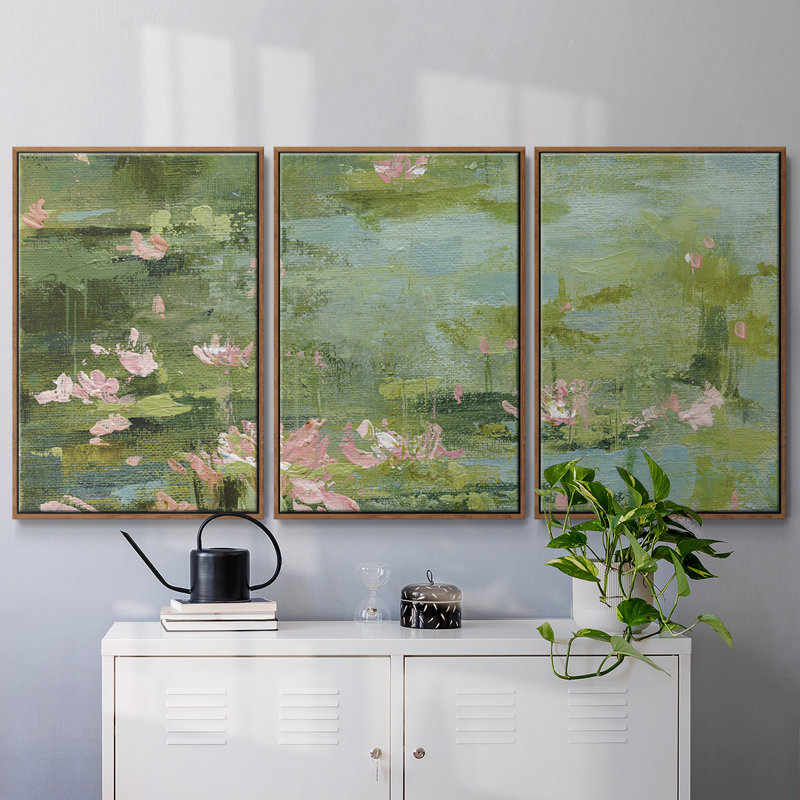 Céladon, reproduction sur toile 3 pièces, H 24 po x l 48 po x P 2 po, Blanc