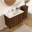 Meuble-lavabo rayé Etna 36"F avec lavabo en céramique et un trou pour robinetterie, grand meuble-lavabo autoportant de rangement pour salle de bain moderne, à assembler soi-même