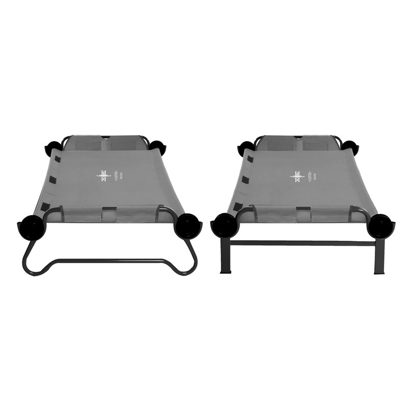 Extra Large Gray Steel Double Camping Cot with Organizers