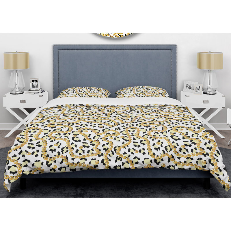 Glam Polyester Abstract Duvet Cover, King Duvet Cover + 2 Shams