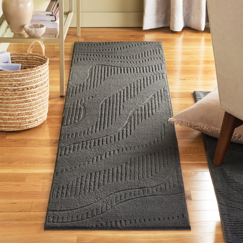 TOWN & COUNTRY EVERYDAY Lane Everwash® Machine Washable Area Rug 1'7x7'2 Charcoal Grey, Runner 1'7" x 7'2"