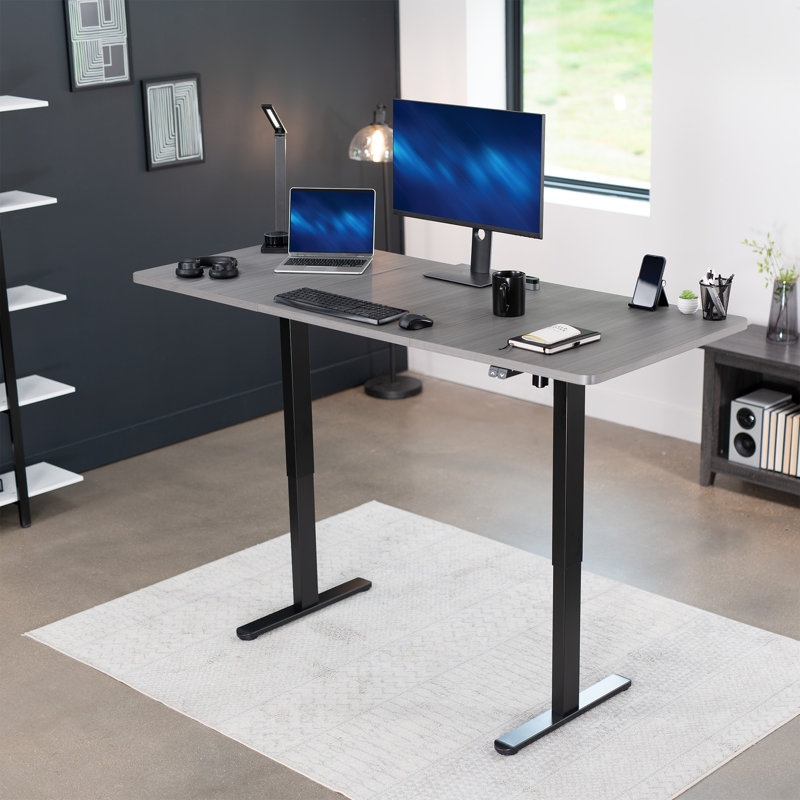 Bureau debout électrique Vivo, Gris foncé, L 70,9 po, Noir