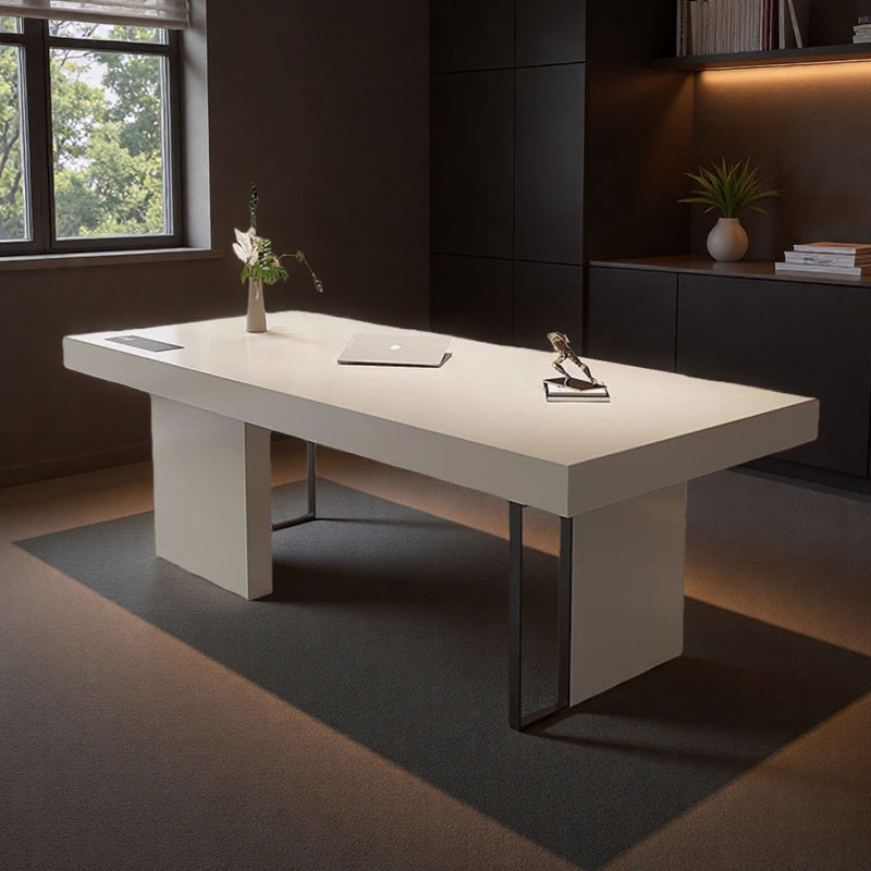 Italian Minimalist Light-Luxury Desk, 29.5" H x 78.7" W x 27.6" D