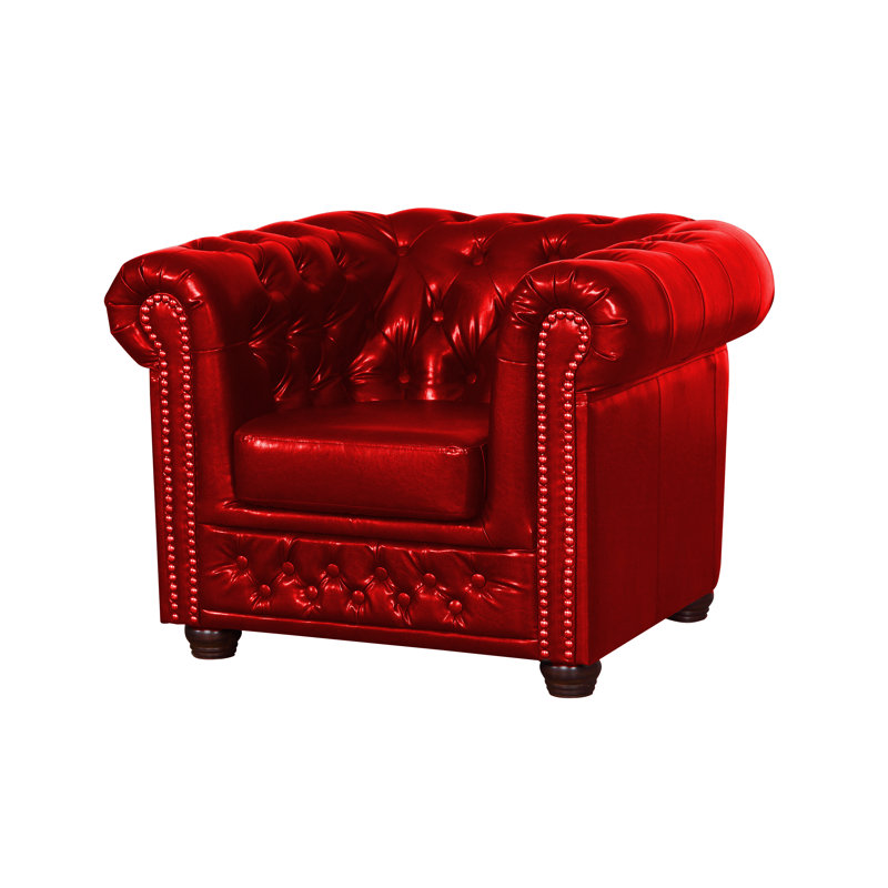 Canton Faux Leather Chesterfield Chair, Brown