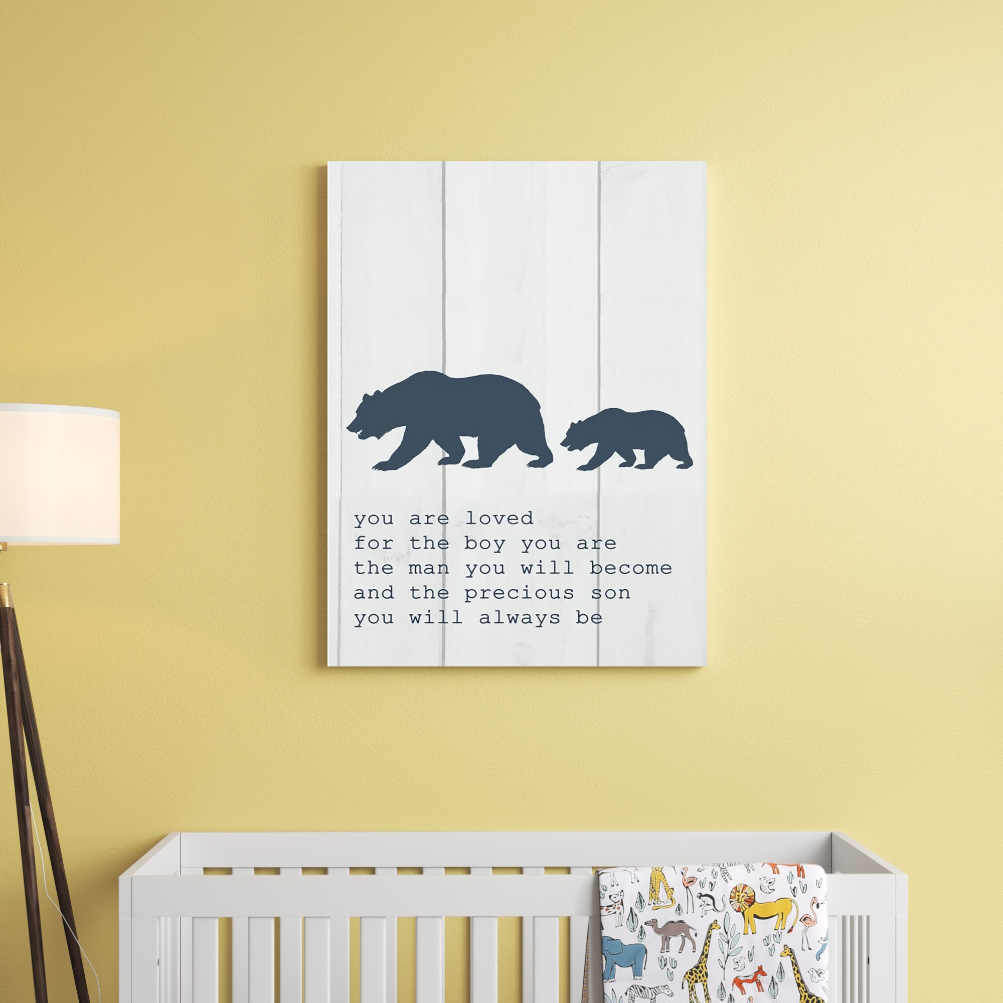 Lessing Inspirational Word Bear Family Kids Wall Décor Redwood Rover Format: Wrapped Canvas, Size: 40 H x 30 W x 1.5 D