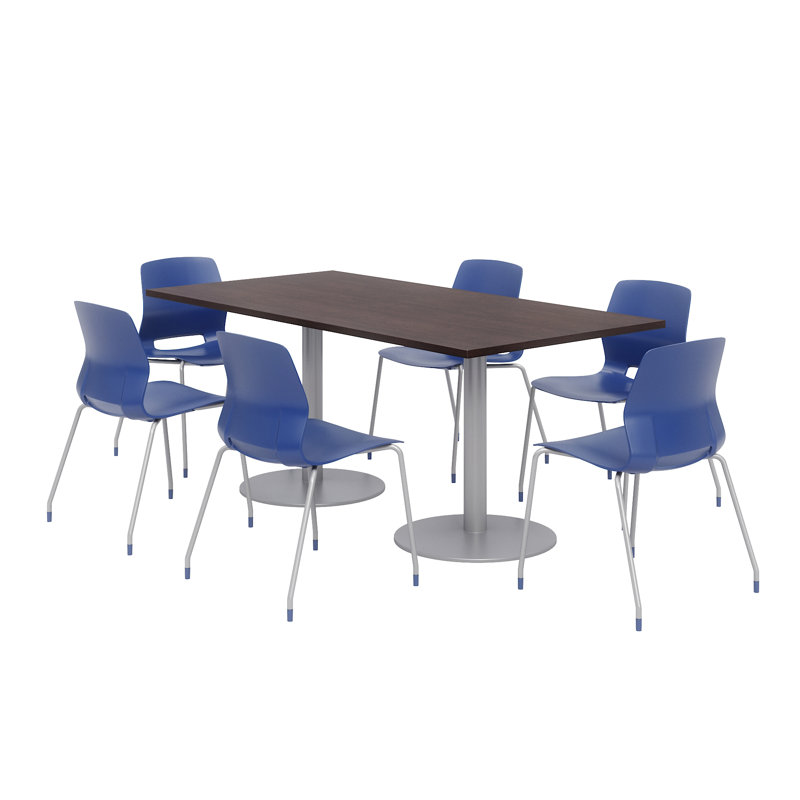 Ensemble de table de salle à manger rectangulaire 72 "et chaise, Espresso, Marine