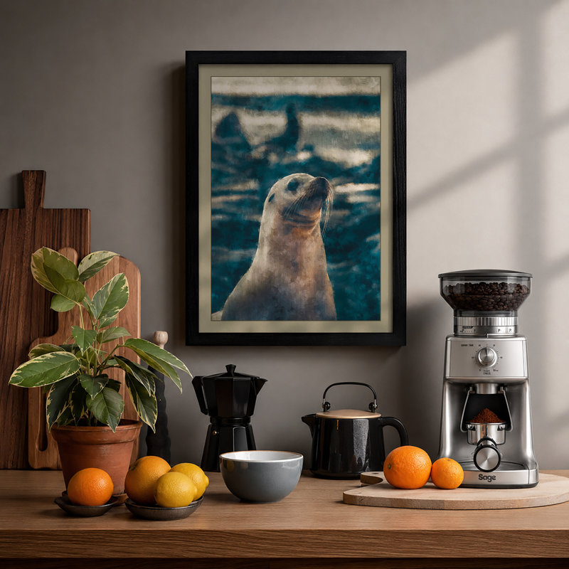 Seal At Rest Coastal - Print, A3 - 42.0 x 29.7 cm, Black