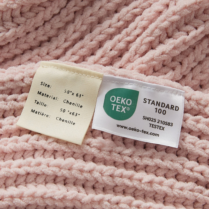 Chenille knit throw blanket, Pink