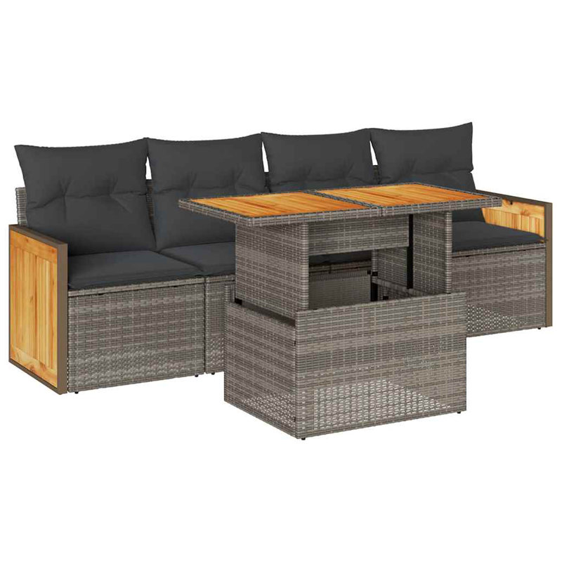  Ensemble de canapé de jardin gris avec coussins gris foncé, Coussin gris foncé / structure gris clair