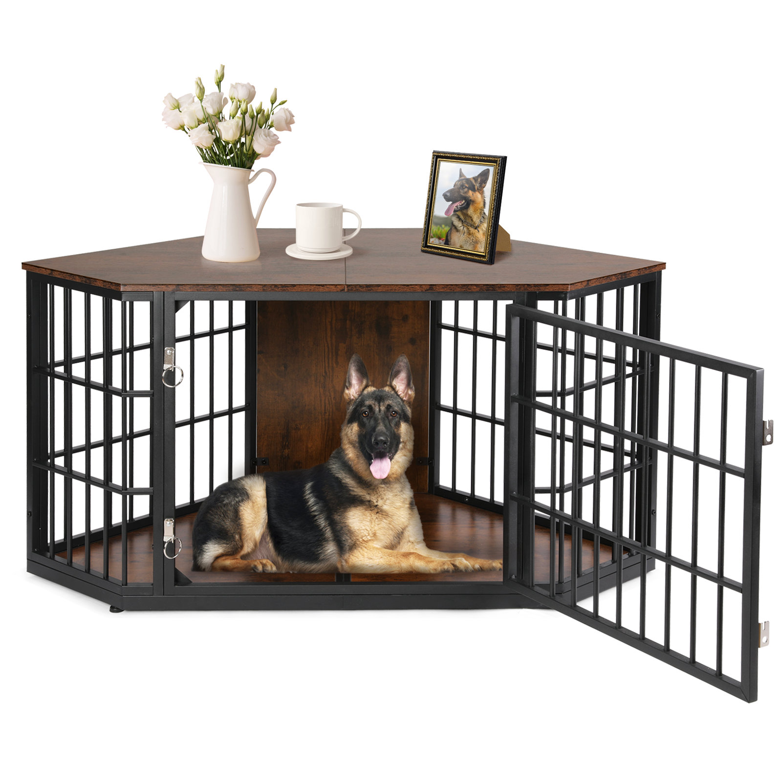 Tucker Murphy Pet™ Dog Crate Furniture Corner, Heavy Duty Dog Kennel  Indoor, Wooden End Table Dog Crate, Modern Decorative Pet Crates, Side  Table Dog