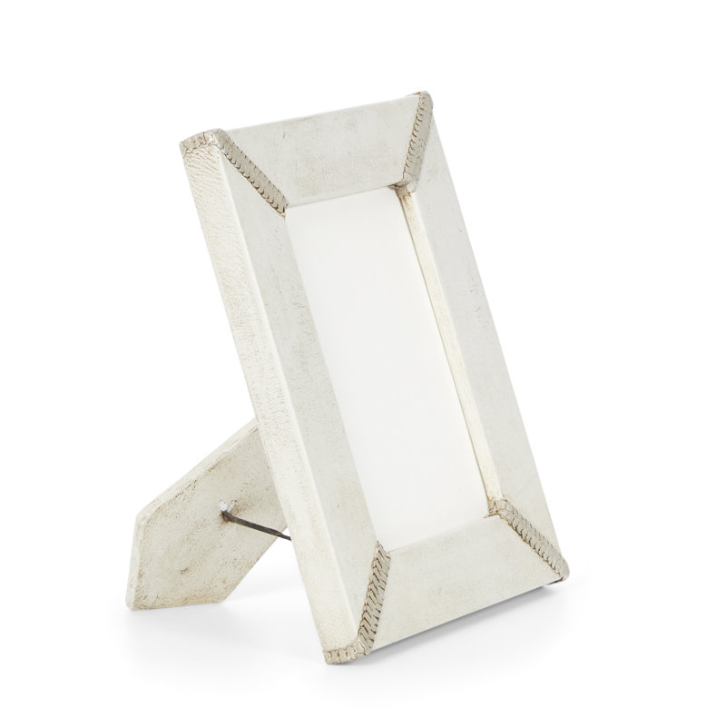 Leather Picture Frame, Cream/Gray, 8" x 10"