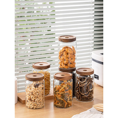 Glass Storage Containers Set Of 6, 28 Ounce Airtight Food Storage Containers With Bamboo Lids, Clear Glass Jars