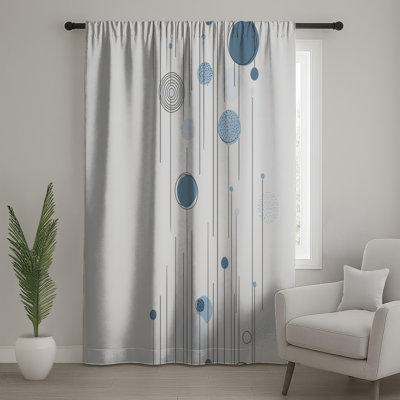Circles Window Curtains, Abstract Sheer & Blockout Curtains - 1 Panel