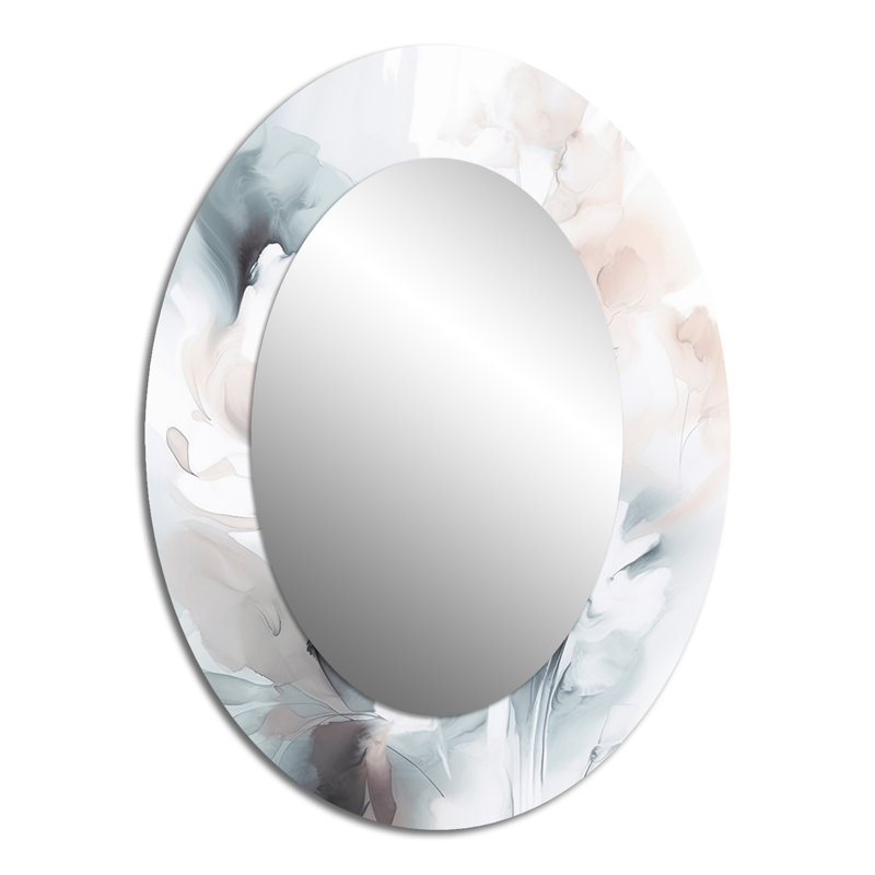 Doux doux gris clair fleurs II - traditionnel miroir mural ovale, 40 po x 30 po