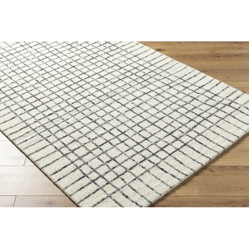Amoura Hand Tufted Wool Plaid Indoor Rug, Rectangle 2' x 3'