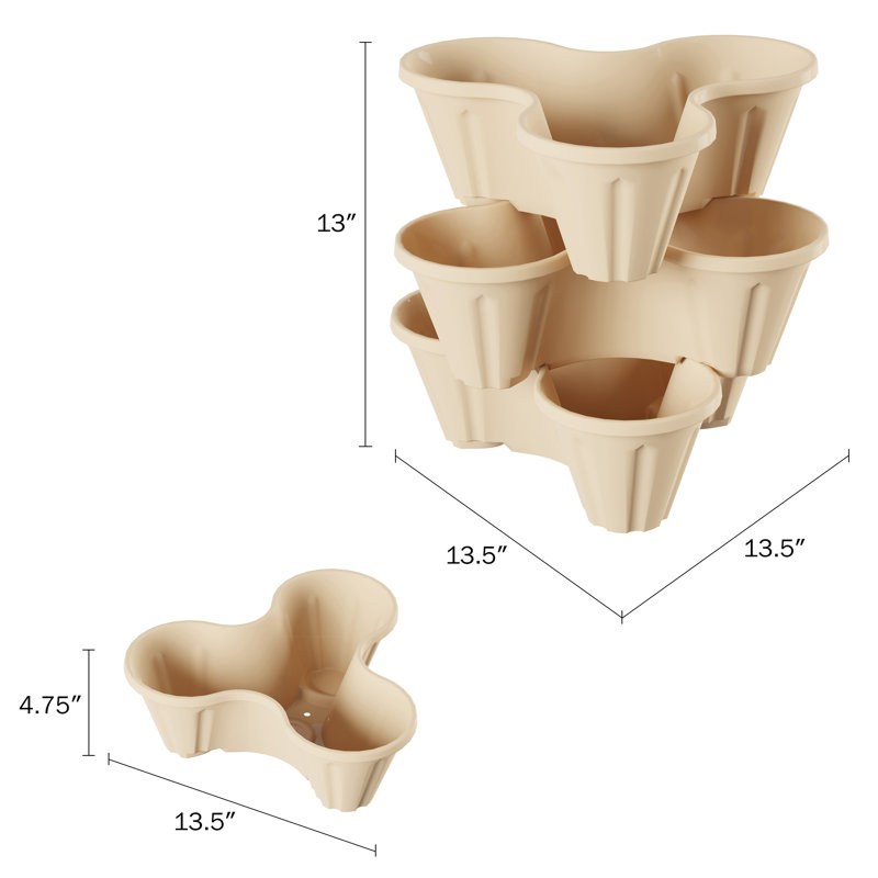 Pure Garden 3-Tier Stacking Planter Tower, Sand, Sand