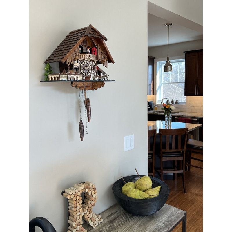  German Quartz Cuckoo Clock with Rotating Train Turntable