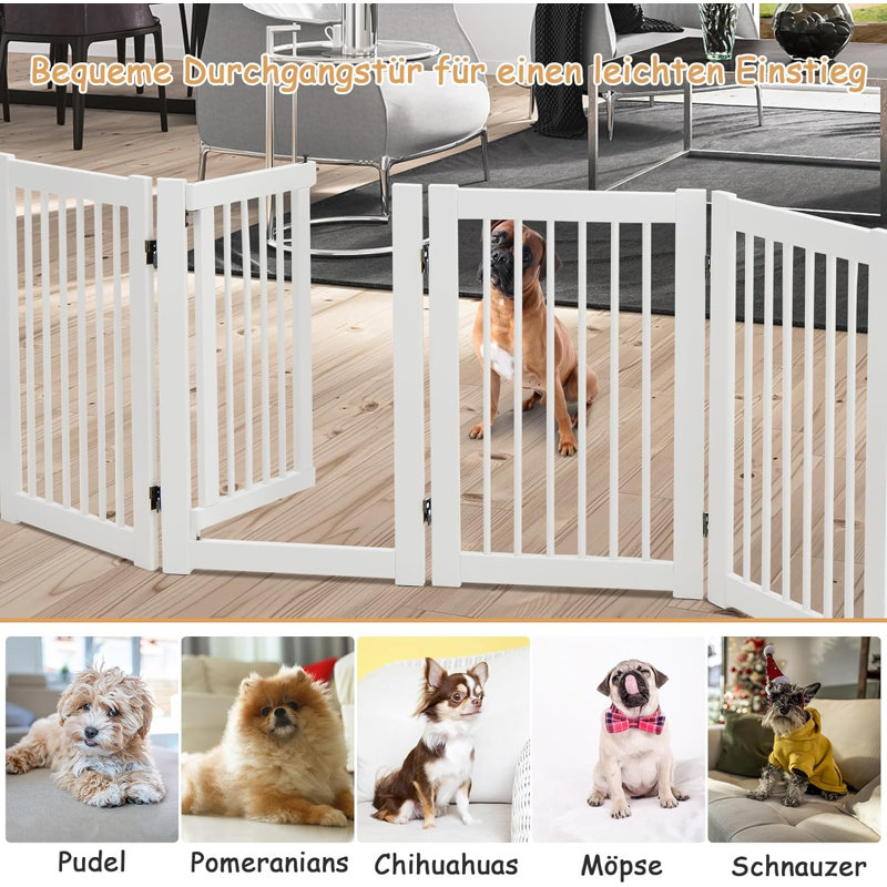 Colville Pine Wood Free Standing Pet Gate With Door