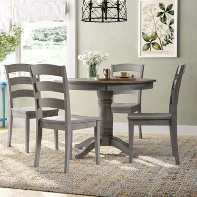 Alexa-Mae 4 - Person Rubberwood Solid Wood Dining Set