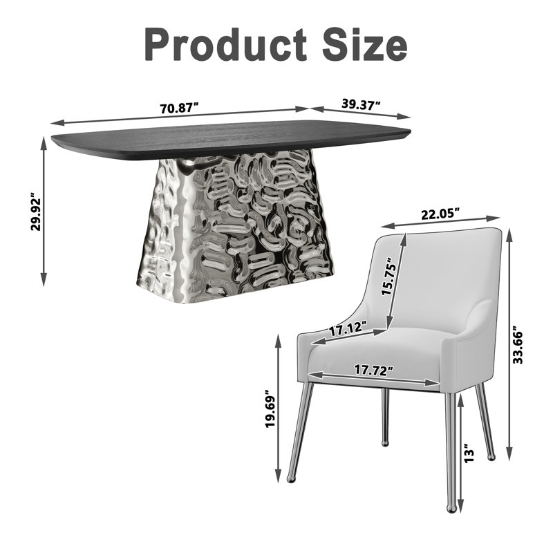 Hillit 6 - Person Wood Dining Set with Velvet Dining Chairs for Kitchen, Light Blue