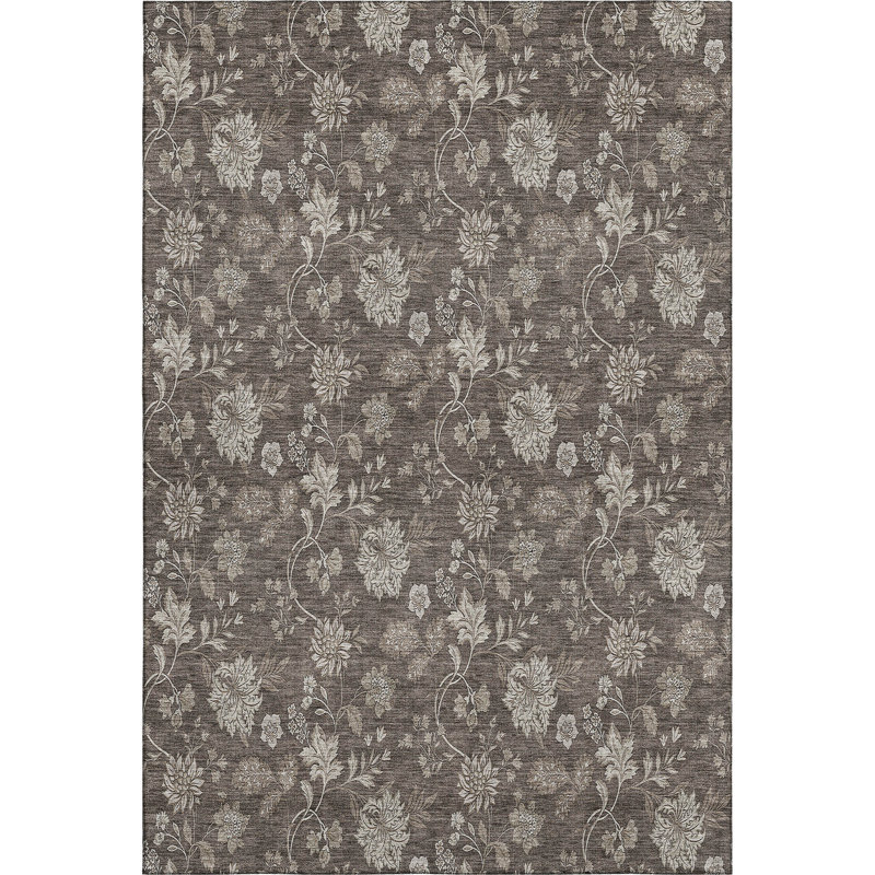 Premium Machine Washable Prisco Chocolate Rug, Rectangle 5' x 7'6"