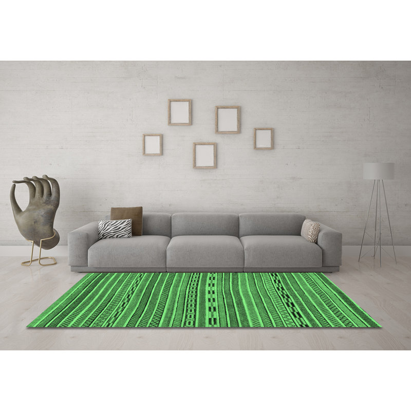 Washable Geometric Indoor Rug, Round 3'