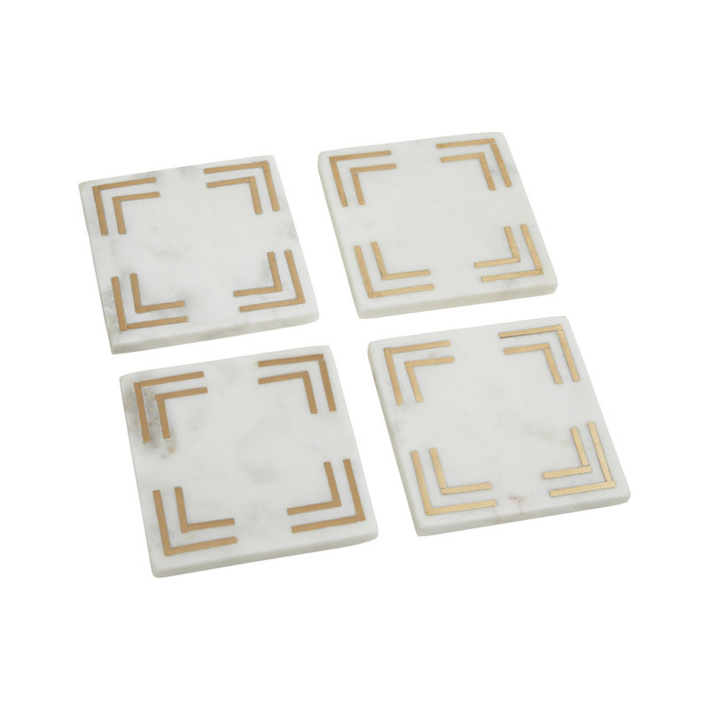 Marble Square 4 Piece Coaster Set