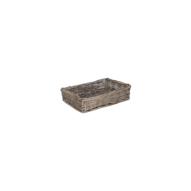 Shelly Wicker Storage Tray Basket, 6cm H x 31cm W x 21cm D