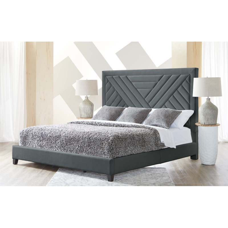 Lit tapissier standard Hershley, Grand, Anthracite