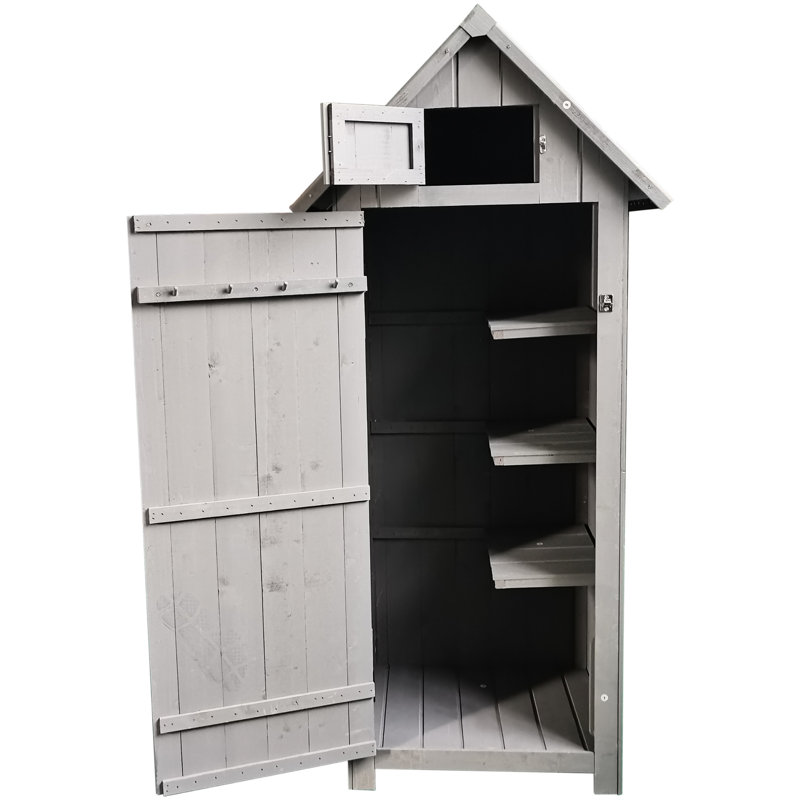 Remise de jardin en bois massif, 30,5 po x 20,53 po x 64,34 po, finition naturelle, pour rangement extérieur en bois naturel pour patio et jardin, 64,34 po de hauteur, 20,53 po de largeur, 30,5 po de longueur