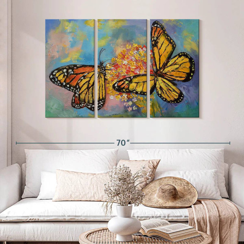 Couple de papillons monarques Brampt, H 32 po x l 50 po