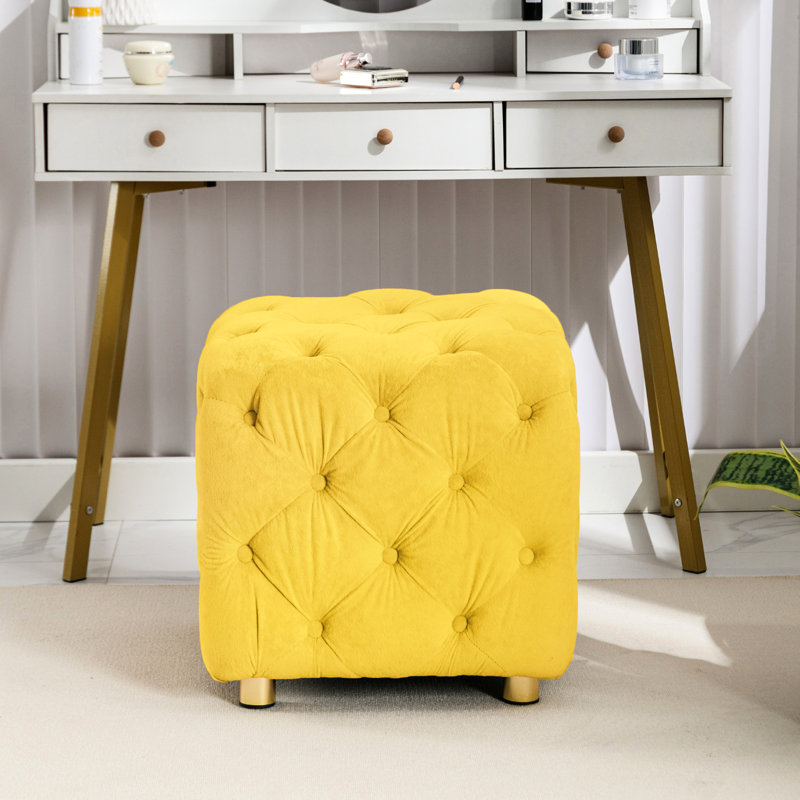 Tabouret de détente en velours jaune, Jaune