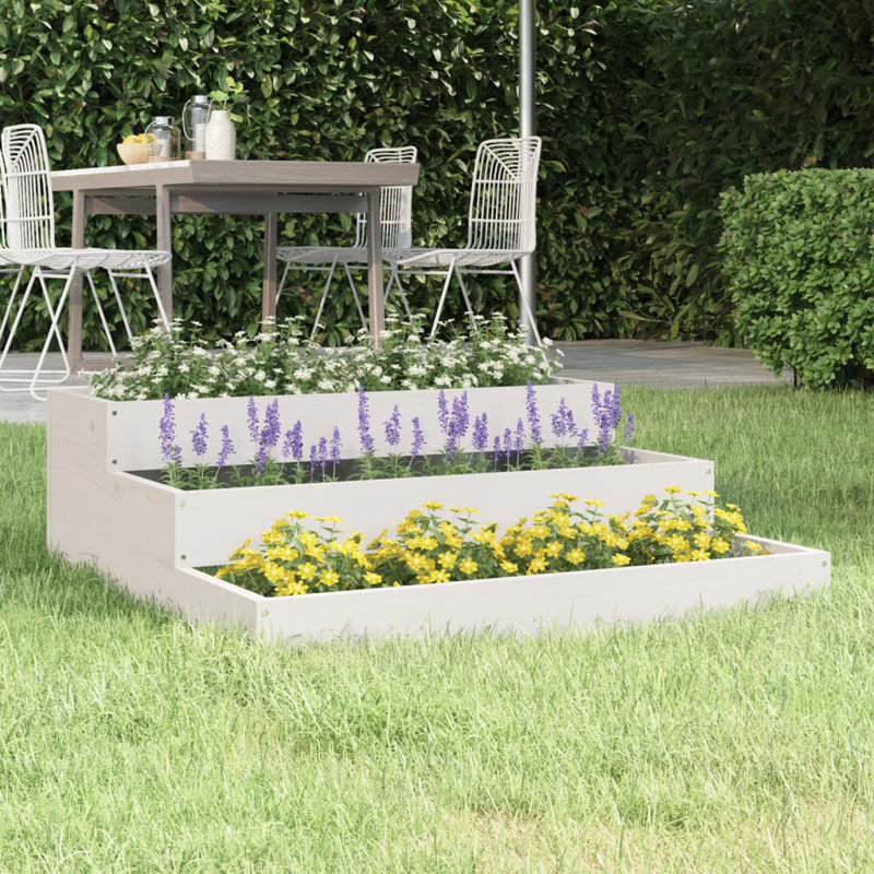 Anneclaar Self-Watering Wood Raised Garden Bed, 27cm H x 78cm W x 78cm D, White