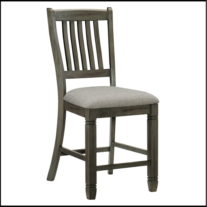 Ensemble de 2 chaises à hauteur de comptoir au fini gris antique de style classique avec sièges rembourrés confortables pour un repas élégant