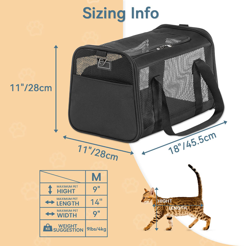 Sac de transport pliable pour animaux, Noir