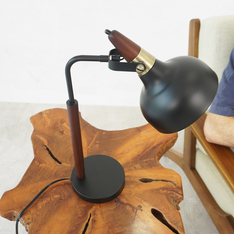GlowLite Black Table Lamp with Cone Shade