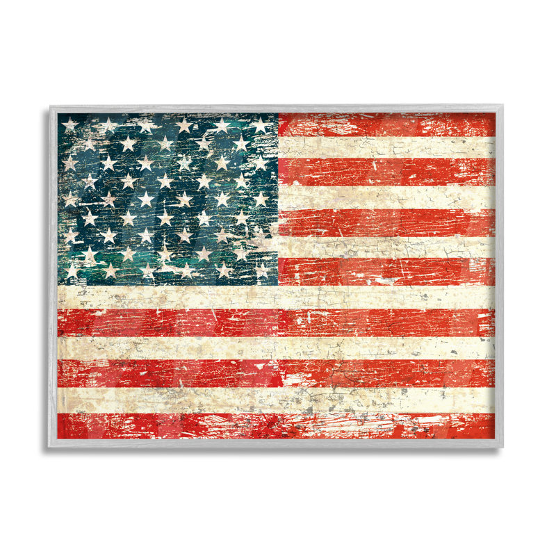 «Rustic American Flag» encadré sur bois par Peter Horjus, impression, H 24 po x l 30 po x P 1,5 po