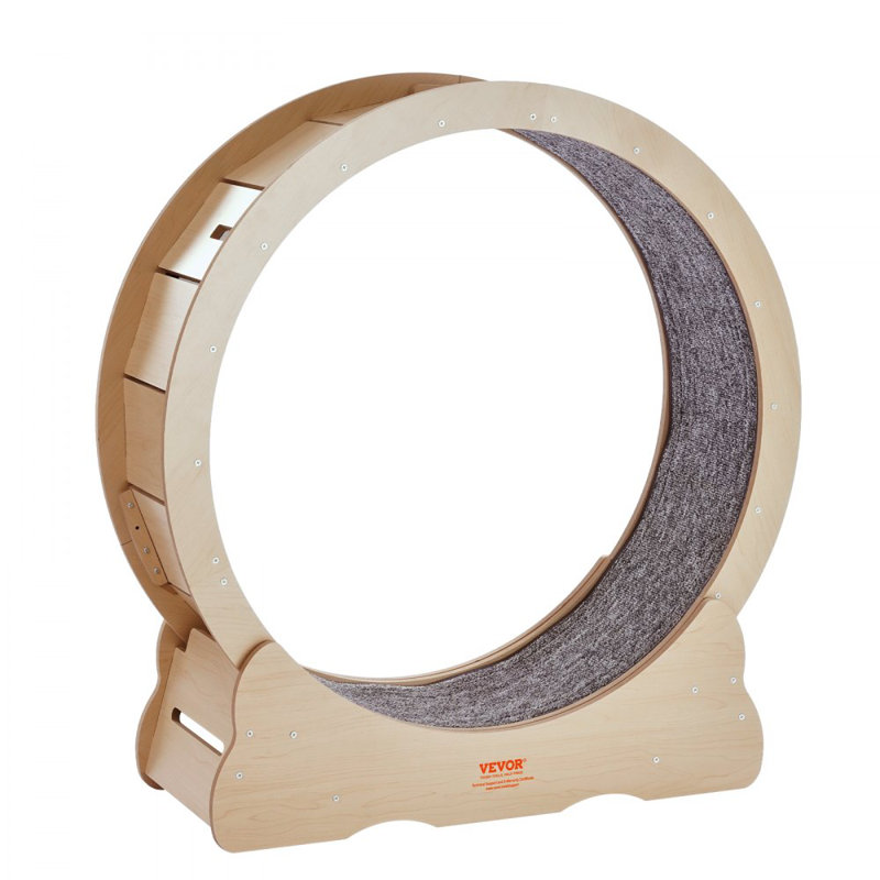 Grande roue de tapis roulant pour chats d'intérieur, H 38,2 po x l 35,8 po x L 12,52 po, Bois naturel