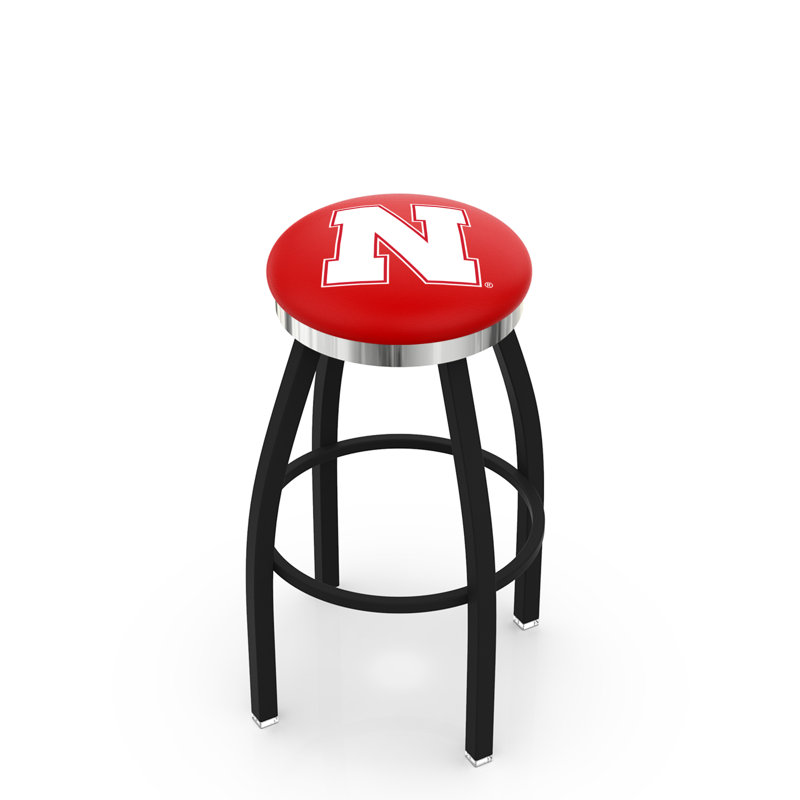 NCAA Swivel 25" Counter Stool, Chrome, University of Nebraska