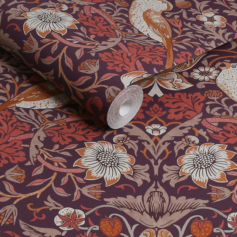 William Morris At Home SS24 Floral Wallpaper Double Roll, Purple