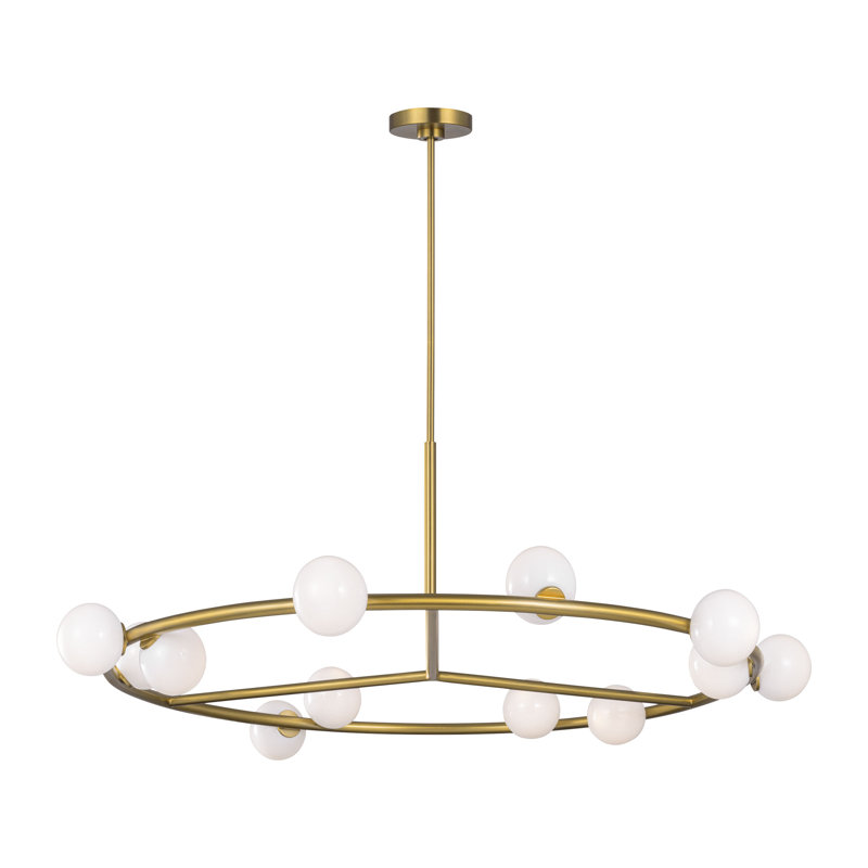Rouse Sean Lavin Colston 9 Light Dining Room Chandelier With Milk Shade, Burnished Brass
