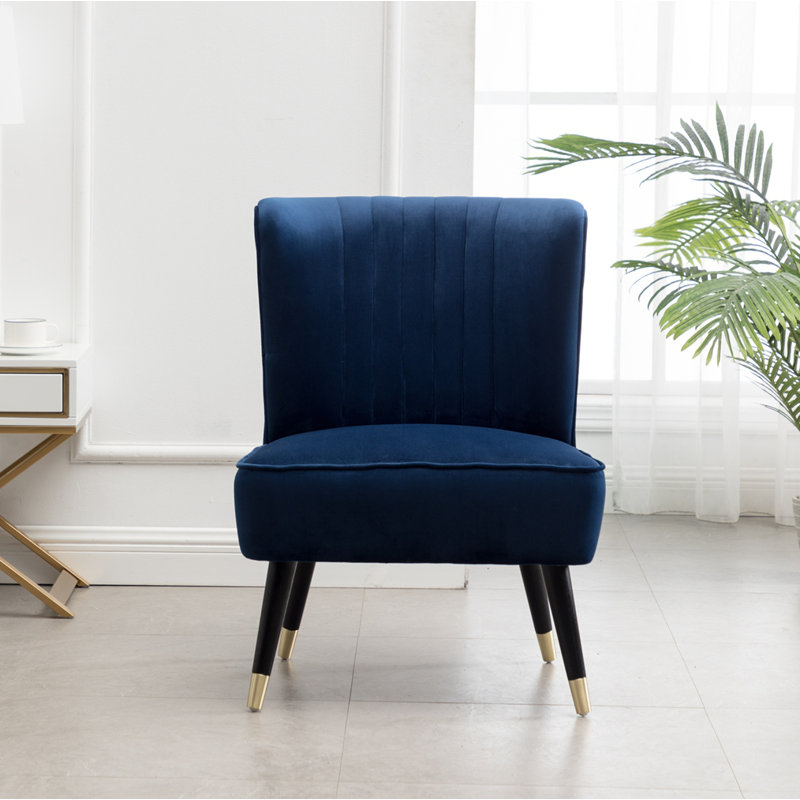 Chaise d'appoint contemporaine tapissée, Bleu