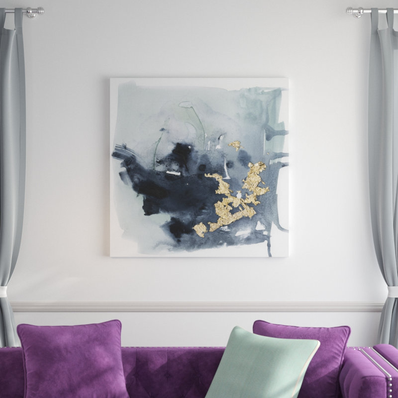 Cerulean & Gold I by Victoria Borges - Print, 91cm H x 91cm W, Wrapped Canvas