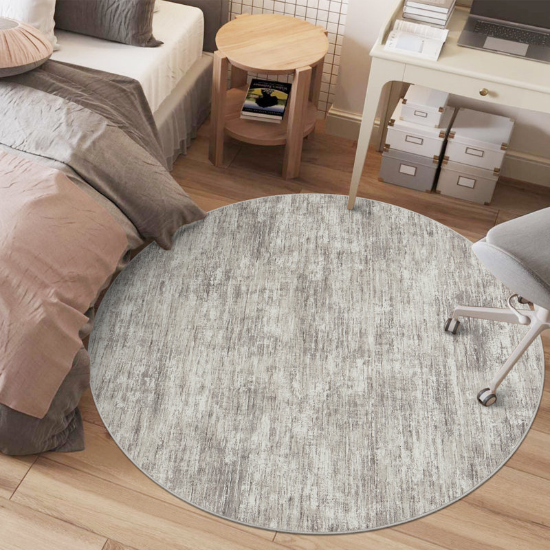 Washable Solid Color Textured Thin Indoor Rug, Low Pile Area Rug with Soft Surface, Non Slip Backing, Easy Clean Design for Living Room, Bedroom, Dorm, Home Office