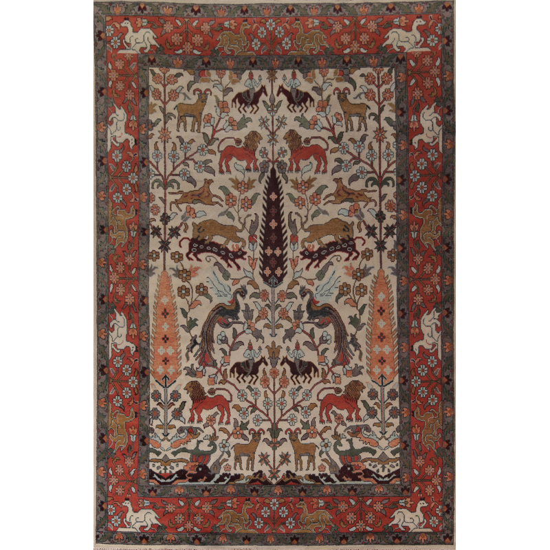 Grand tapis indien à motif animalier Ziegler