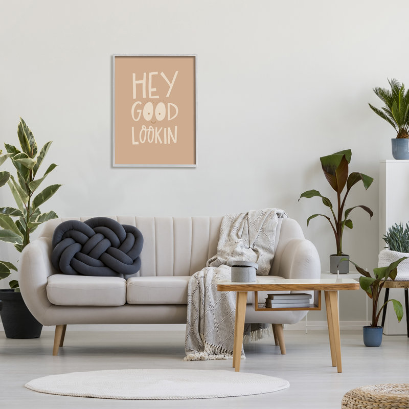 «Hey Good Lookin», phrase encadrée sur bois par Rachel Nieman, H 30 po x l 24 po x P 1,5 po, Estampe numérique Farmhouse