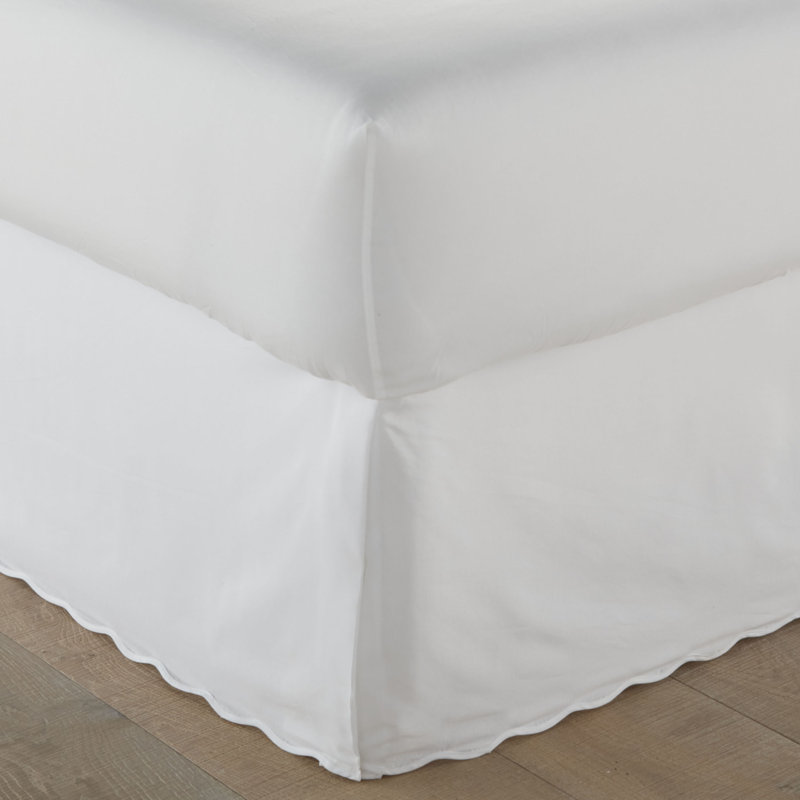 Stone Cottage Solid Scalloped Cotton Bedskirt, Queen, White